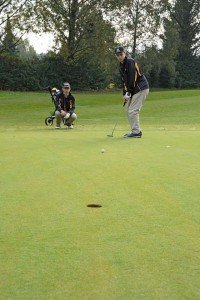 PHS senior and golf co-captain Alec Basgall drives from the first hole during a home match against Vilseck and Kaiserslautern at the Stuttgart Golf Course in Kornwestheim Sept. 25— Photo by Greg Jones, USAG Stuttgart Public Affairs Office.