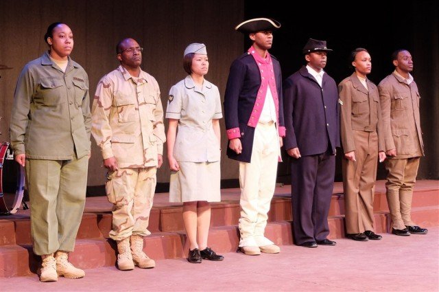 African Americans through military history. "A Century of Black Life, History and Culture” served as the theme for this year’s Black History Month celebration, held at Kelley Barracks, U.S. Army Garrison Stuttgart, Feb. 26, 2015. Performances by the Patch High School and Stuttgart Gospel Service Choirs and a dance from the play “Her Stories” highlighted the accomplishments of African Americans over the past century.