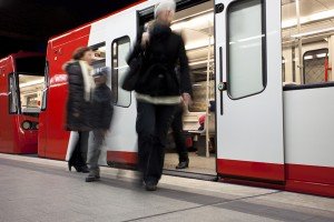 Passengers Getting off the Subway, Blurred Motion