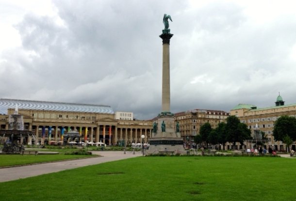 Schlossplatz is the largest square in Stuttgart's center. The Capital City Visitation Program visits the city to learn more about German history. 