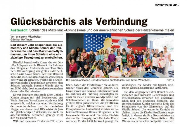 Max-Planck Gymnasium class visited Böblingen Elementary School fourth-grade class.