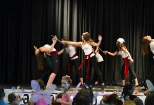 During the 2015 Dance Production Studio performance of Peter Pan and the Pirates, the “Pirates”, Isabella Weibel, Jackie Romo, and Zoe Egley received thunderous applause after dancing to “He’s A Pirate”.