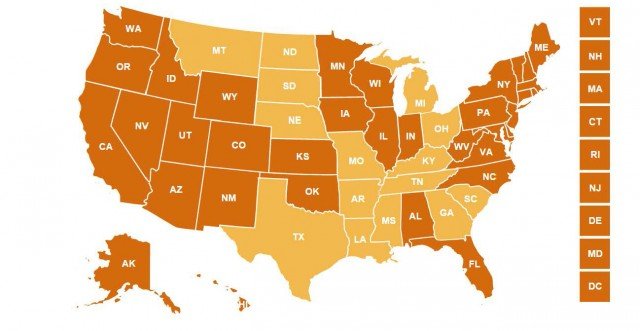 States Where Same-Sex Marriage is Legally Recognized as of Nov. 2015: Alabama, Alaska, Arizona, California, Colorado, Connecticut, Delaware, Florida, Hawaii, Idaho, Illinois, Iowa, Indiana, Kansas, Maine, Maryland, Massachusetts, Minnesota, Montana, Nevada, New Hampshire, New Jersey, New Mexico, New York, North Carolina, Oklahoma, Oregon, Pennsylvania, Rhode Island, South Carolina, Utah, Vermont, Virginia, Washington, West Virginia, Wisconsin, Wyoming, and the District of Columbia. Additionally, same-sex couples can marry in some counties in Missouri. By hr.od.nih.gov.