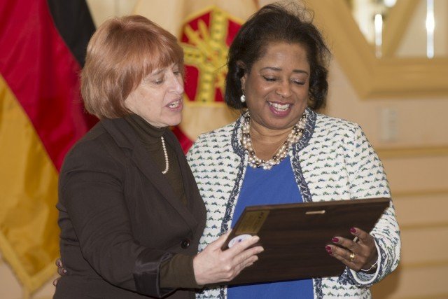 United States Army Garrison Stuttgart Equal Opportunity Office hosted observance of Martin Luther King Jr. Day at the Swabian Special Events Center January 12, 2016. Her father, Ralph David Abernathy, Sr. was a leader of the African-American Civil Rights Movement, a minister, and Martin Luther King Jr.'s closest friend. (U.S.Army Photo By Kevin S. Abel, Released)