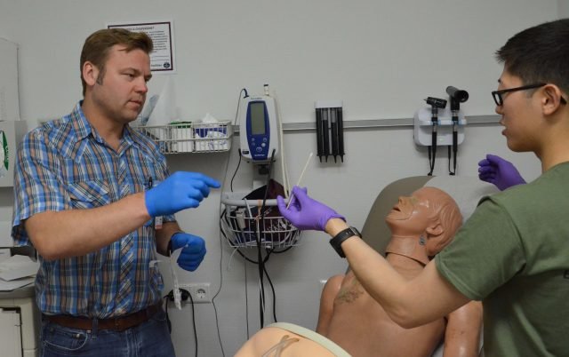 Certified staff from the Stuttgart Army Health Clinic used their Friday training afternoon April 15 to honor Sexual Assault Awareness Month by honing their skills in the Sexual Assault Medical Forensic Exam.