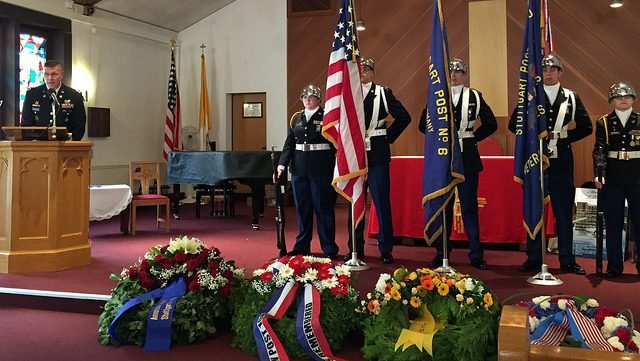 U.S. Army Garrison Stuttgart's Col. Glenn K. Dickenson, garrison commander spoke to guests about the importance of honoring the fallen during a Memorial Day Ceremony hosted by the American Legion Stuttgart Post 6, May 30 at the Patch Chapel, Patch Barracks.