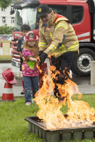 Throughout the day young community members got hands on fire extinguisher training from USAG Stuttgart Fire Department fire fighters and demonstrations of simulated car accidents with extraction, car rescue/ fire and an apartment fire that showed how fast fire can spread.