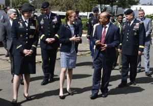 Amanda J. Dory, deputy assistant secretary of defense for African affairs, and Siraj Fergessa, the Ethiopian Minister of Defense, speak at the start of the 6th Annual U.S. and Ethiopian Bilateral Defense Committee meeting in Addis Ababa, Ethiopia, in March 2016. The committee worked on how the United States and Ethiopia will work together to promote peace and stability in the region. U.S. Air Force photo by Tech. Sgt. Dan DeCook 