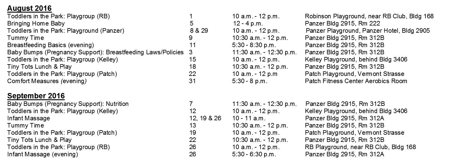 FAP Aug Sep 2016 Schedule