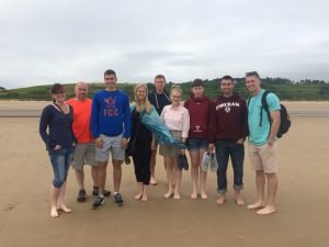 Cadets from across the U.S. stand on the beach of Normandy, France, July 22, 2016. From left to right: Sarah E. Dickenson, Virginia Military Institute, Maj. (Ret) Thomas M. Hooper, Eric A. Behrendt, University of Cincinnati, Natasha E. Peting, Appalachian State University, Mathew C. Hageman, University of Minnesota Twin Cities, Elizabeth M. Blowers, Syracuse University, Kristie J. Furiosi, Temple University, Terence J. Hughes, Fordham University, Matthew D. Gardner, University of Dayton. Photo provided by: Maj. (Ret) Thomas M. Hooper.