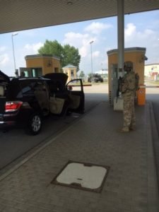 File photo of a vehicle inspection at U.S. Army Garrison Ansbach, Germany. Visitors to U.S. Army installations in Europe may experience delays as the installation begins employing new equipment with advanced detection capabilities. Photo Credit: Tim Wilcoxen, U.S. Army Garrison Ansbach Antiterrorism Office