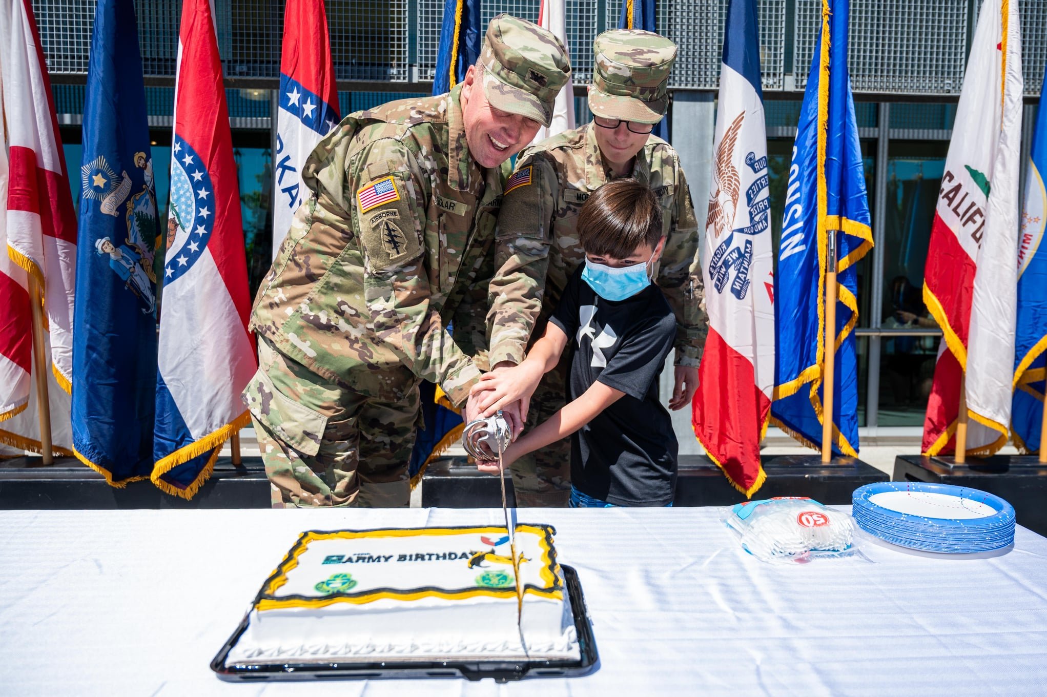 USAG Stuttgart Garrison Commander, Col. Matt Ziglar, cuts a cake for the Army’s birthday on June 14