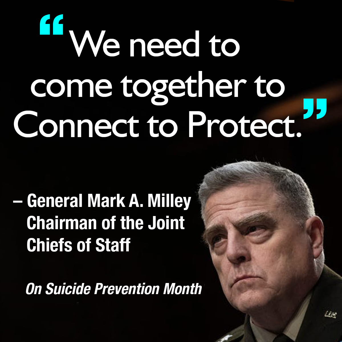 A quote on black screen featuring an image of Gen Mark A. milley