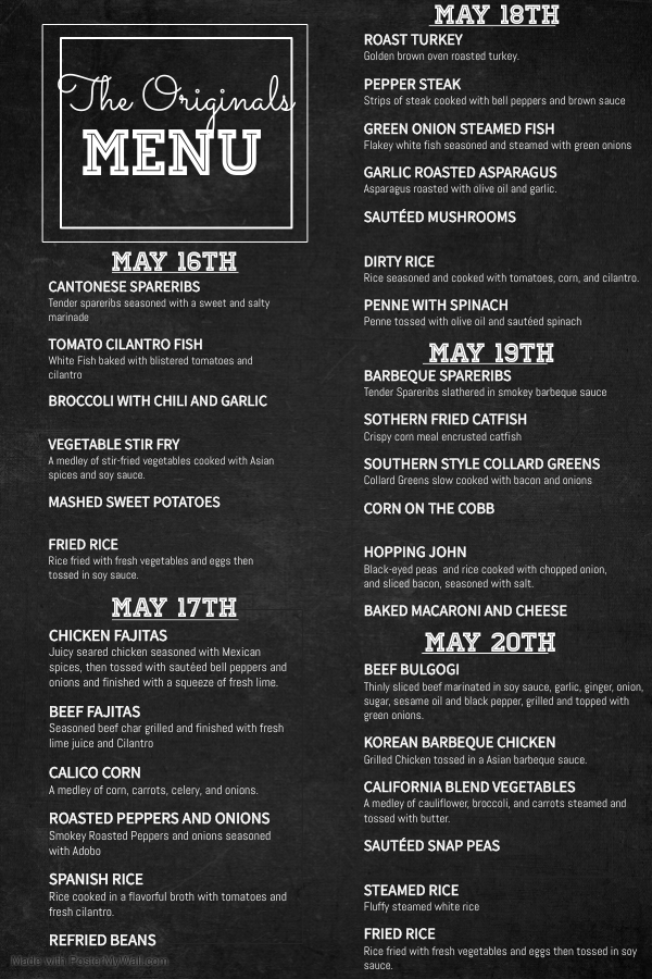 Originals Café Weekly Menu - StuttgartCitizen.com