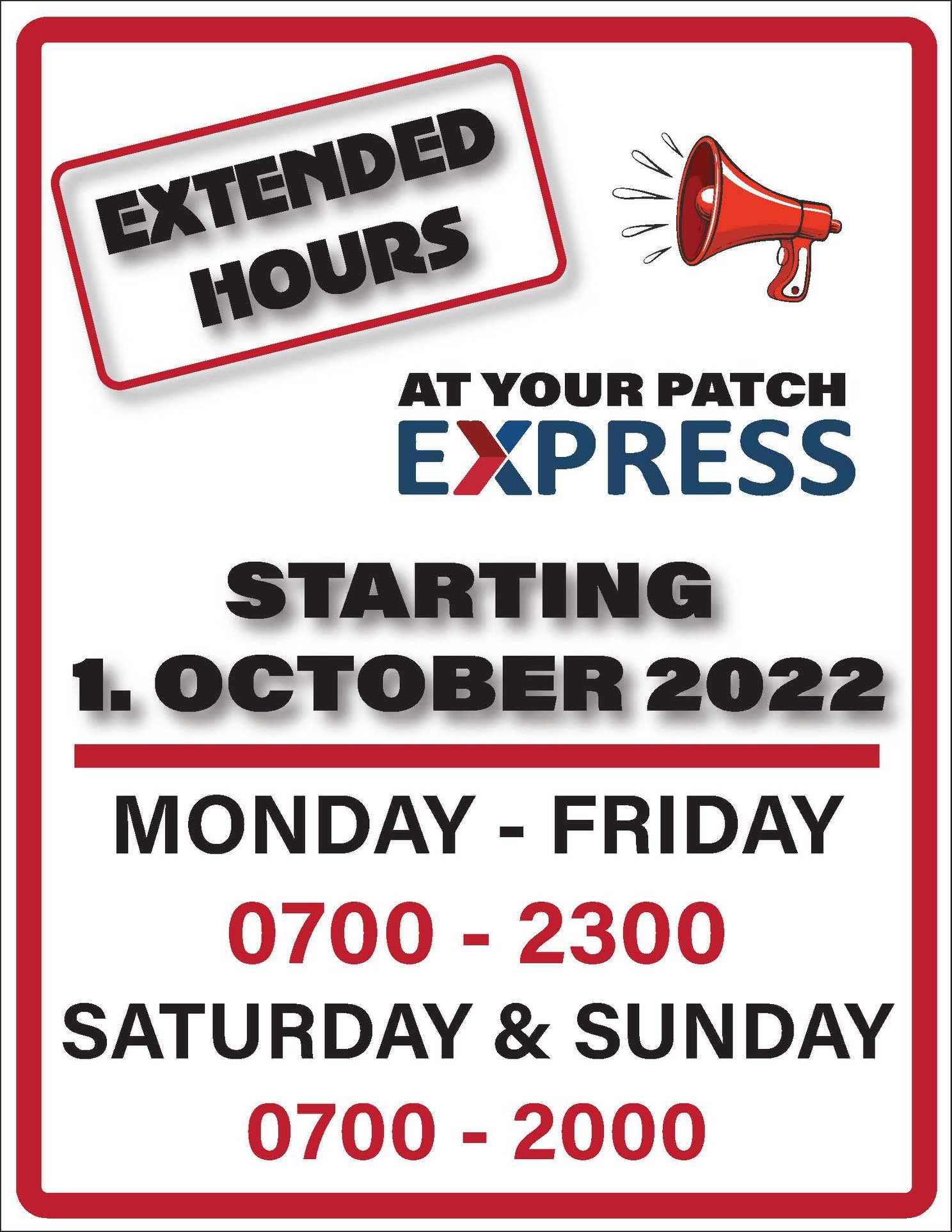 Patch Express Hours Extended