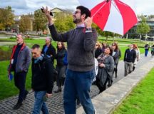 The group exploring the sites in Stuttgart