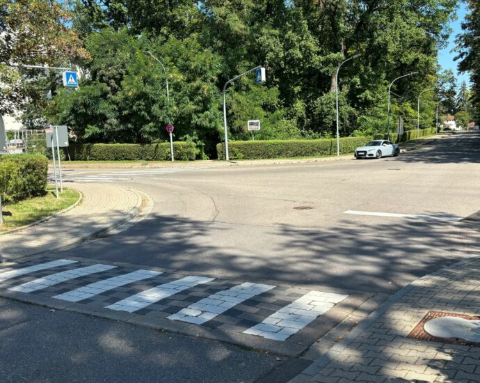 Intersection of Arkansas Strasse and Montana Strasse at Patch Barracks in Stuttgart.